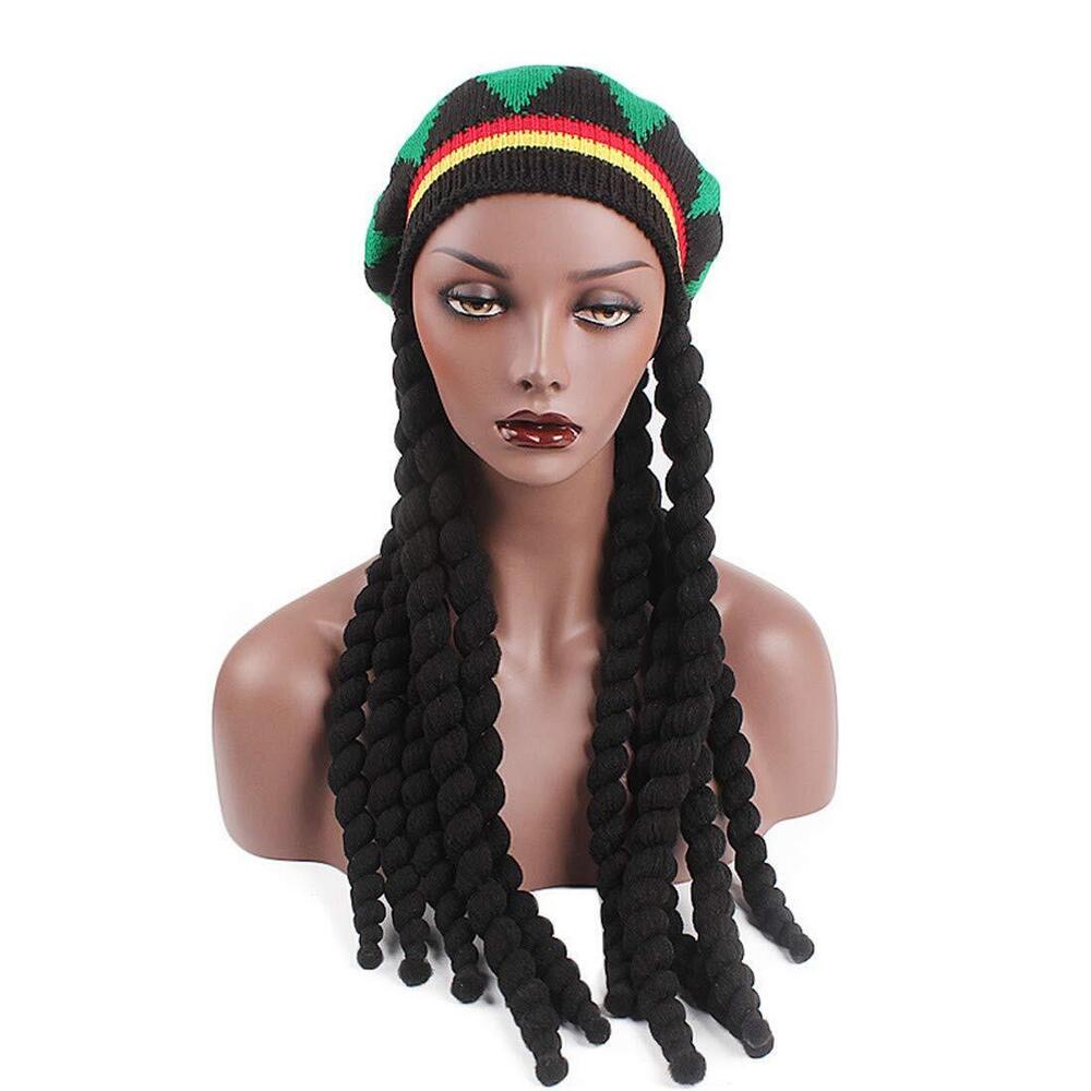 8226 Jamaican Style Woven Knitted Wigs Beret Hat Reggae Wig